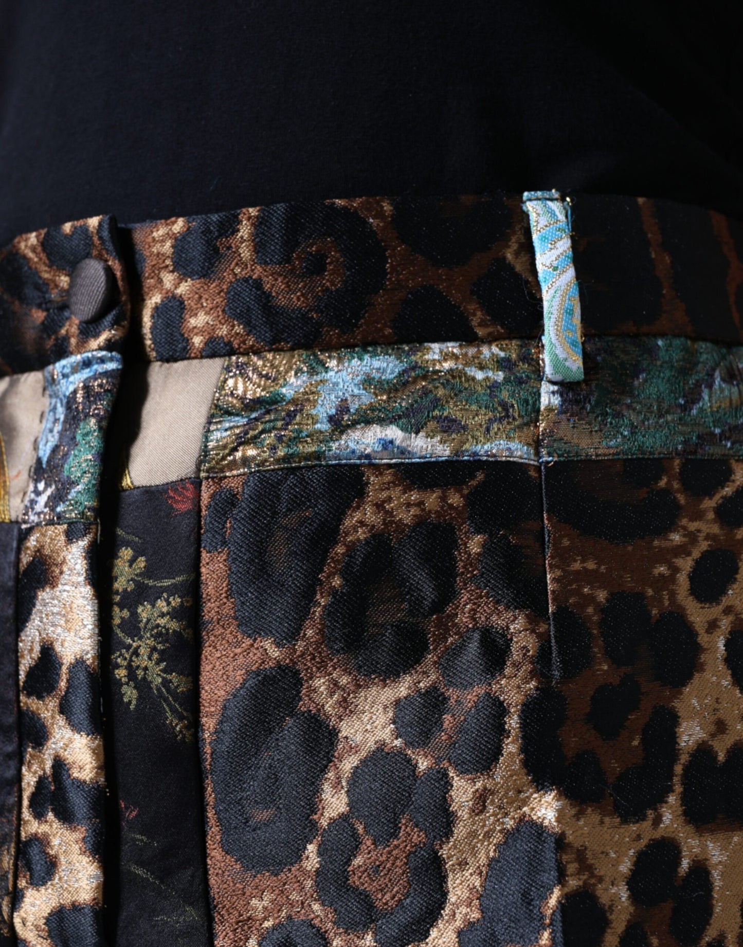 Dolce & Gabbana Multicolor Patchwork Jacquard High Waist Pants by Dolce & Gabbana