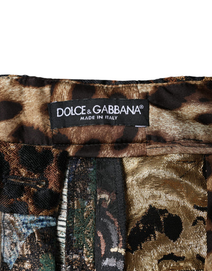 Dolce & Gabbana Multicolor Patchwork Jacquard High Waist Pants by Dolce & Gabbana