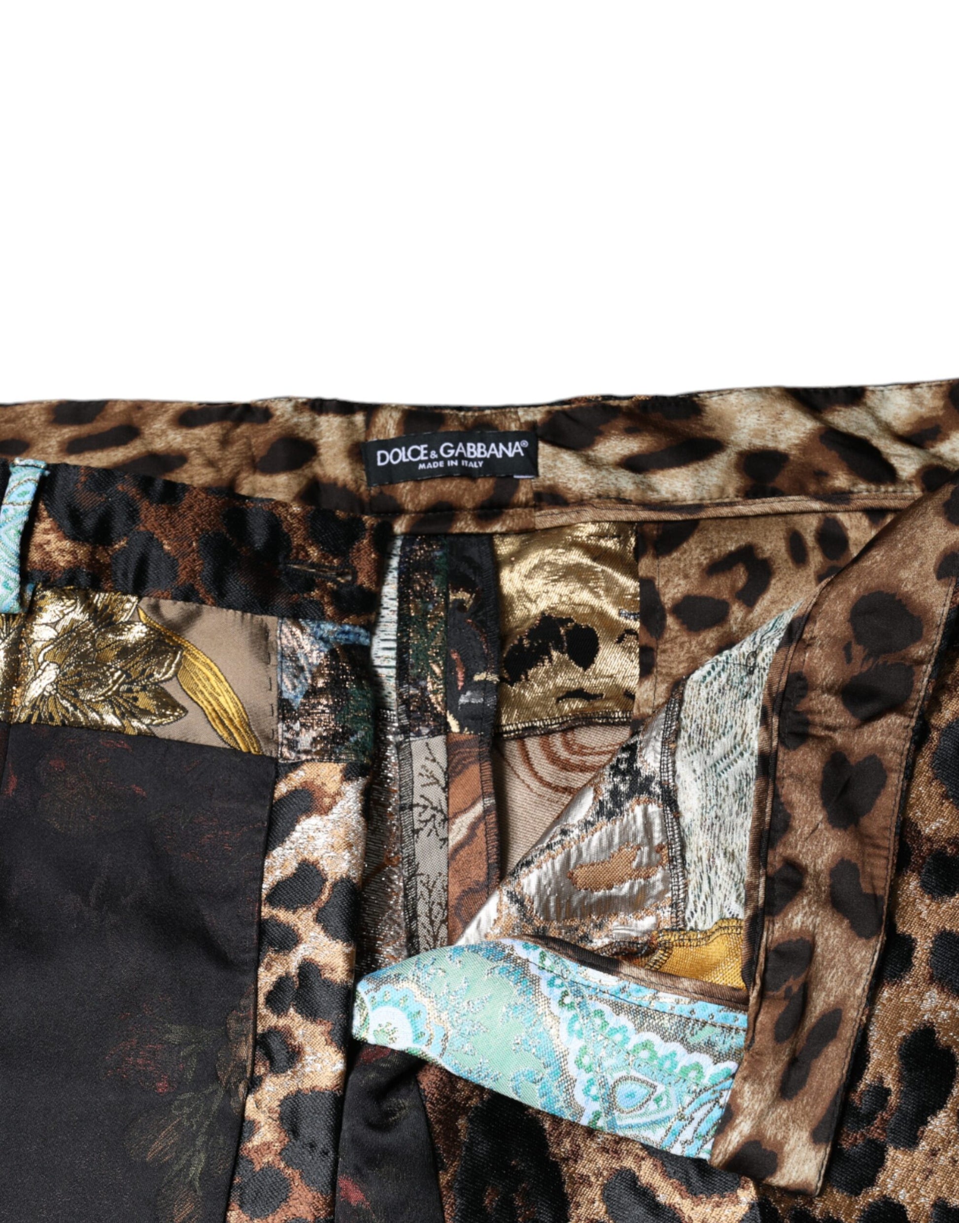 Dolce & Gabbana Multicolor Patchwork Jacquard High Waist Pants by Dolce & Gabbana