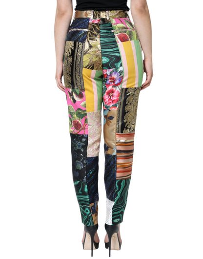 Dolce & Gabbana Multicolor Patchwork Jacquard High Waist Pants by Dolce & Gabbana