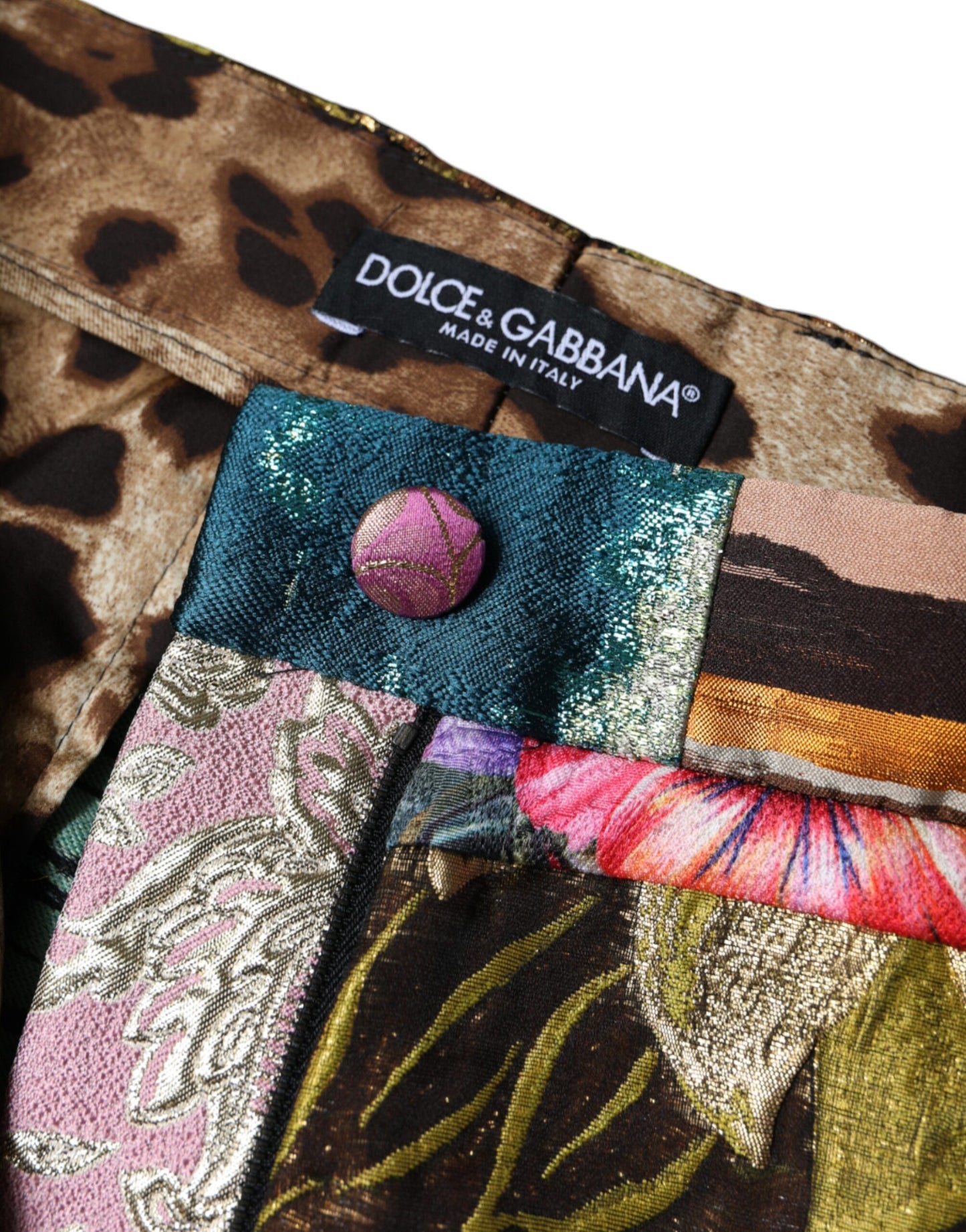 Dolce & Gabbana Multicolor Patchwork Jacquard High Waist Pants by Dolce & Gabbana