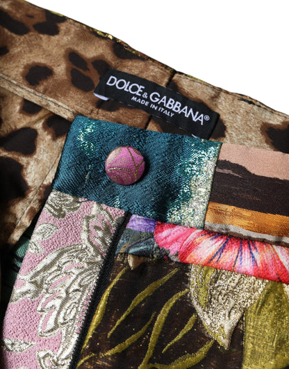 Dolce & Gabbana Multicolor Patchwork Jacquard High Waist Pants by Dolce & Gabbana