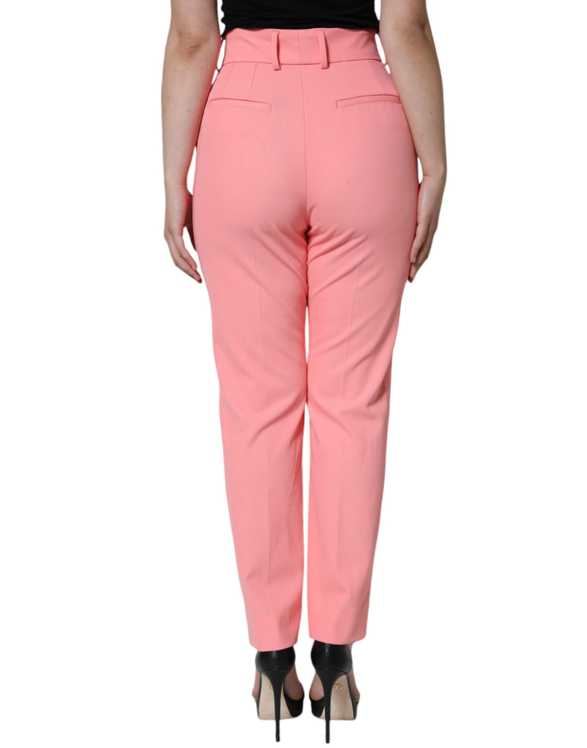 Dolce & Gabbana Rose Pink Polyester High Waist Tapered Pants by Dolce & Gabbana