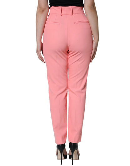 Dolce & Gabbana Rose Pink Polyester High Waist Tapered Pants by Dolce & Gabbana