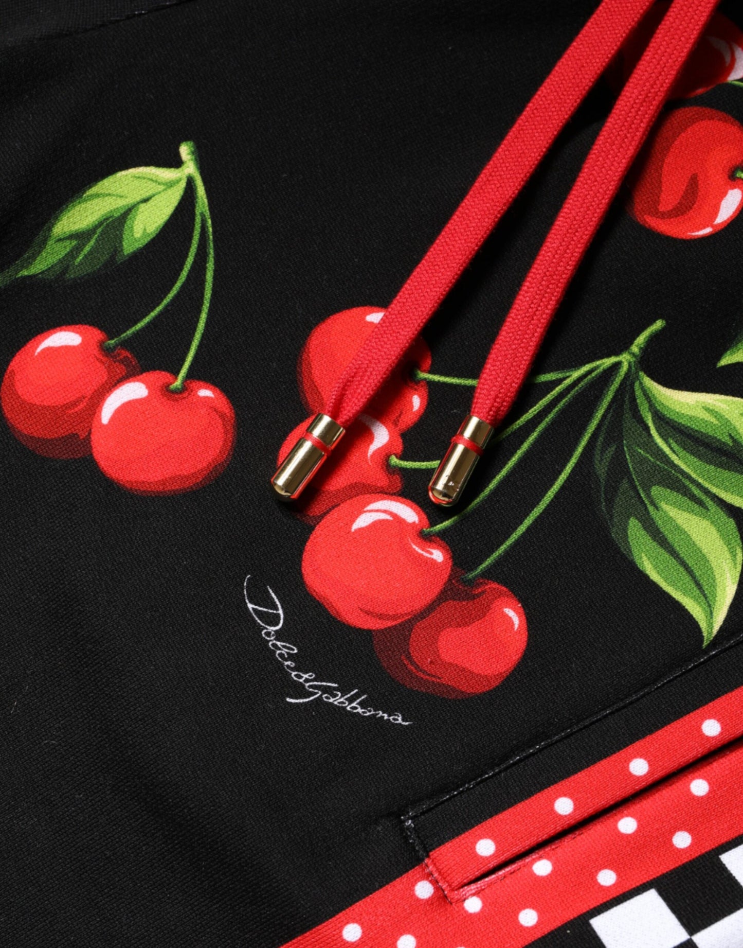 Dolce & Gabbana Black Red Cherry Mid Waist Jogger Pants by Dolce & Gabbana