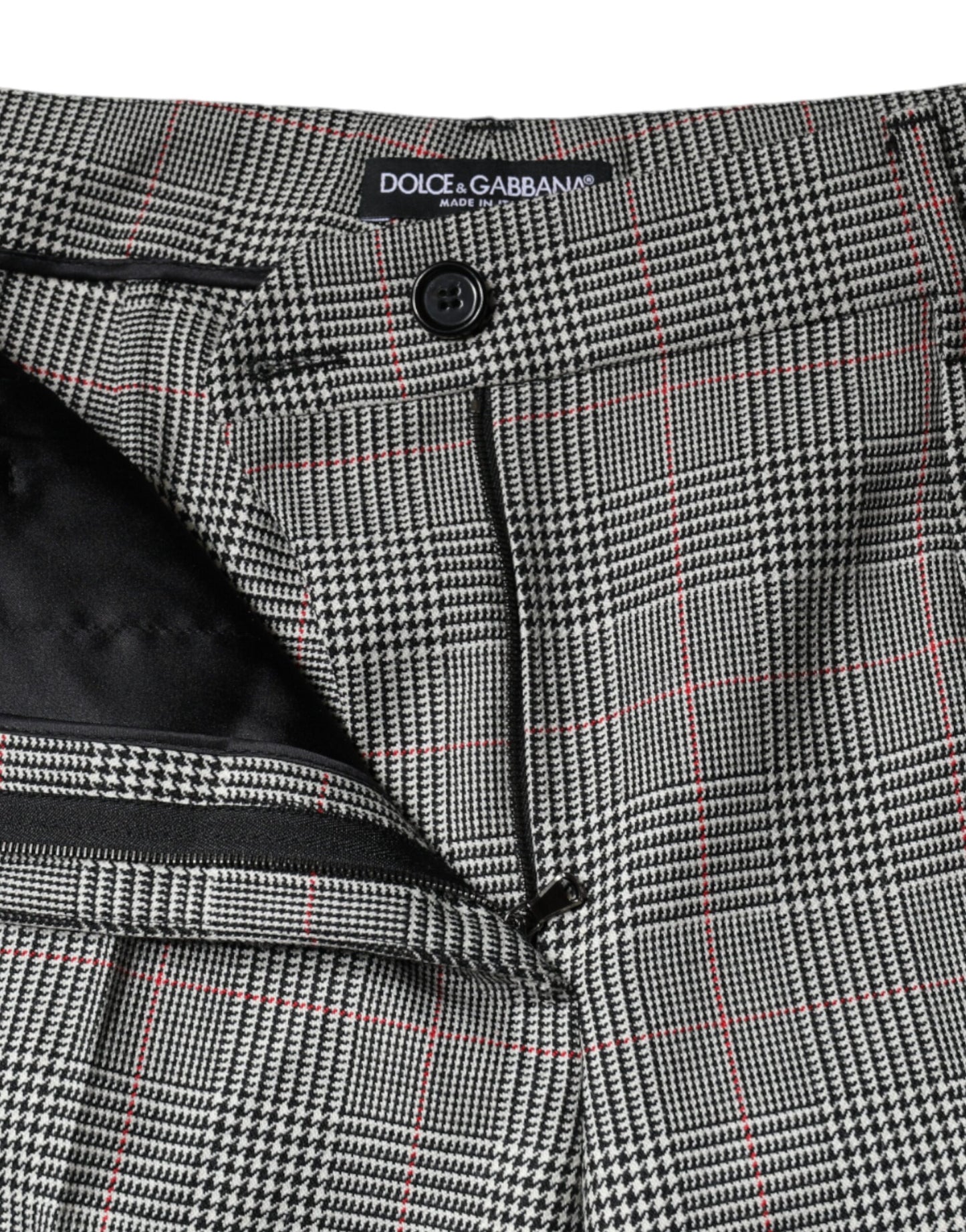 Dolce & Gabbana Gray Plaid Wool Mid Waist Women Tapered Pants by Dolce & Gabbana