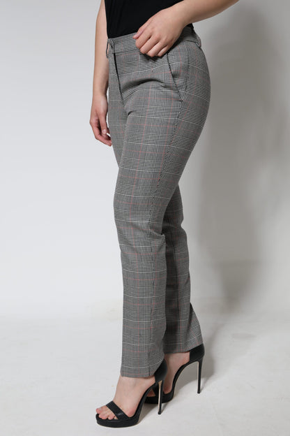 Dolce & Gabbana Gray Plaid Wool Mid Waist Women Tapered Pants by Dolce & Gabbana