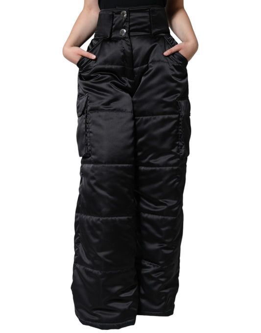 Dolce & Gabbana Black Quilted High Waist Women Boot Cut Pants by Dolce & Gabbana