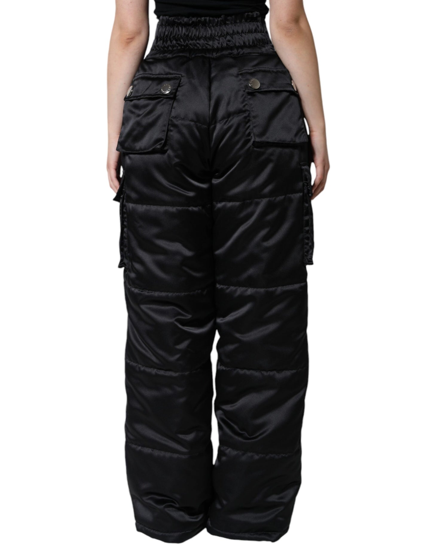 Dolce & Gabbana Black Quilted High Waist Women Boot Cut Pants by Dolce & Gabbana