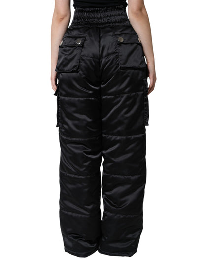 Dolce & Gabbana Black Quilted High Waist Women Boot Cut Pants by Dolce & Gabbana
