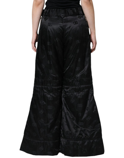 Dolce & Gabbana Black Quilted High Waist Women Wide Leg Pants by Dolce & Gabbana