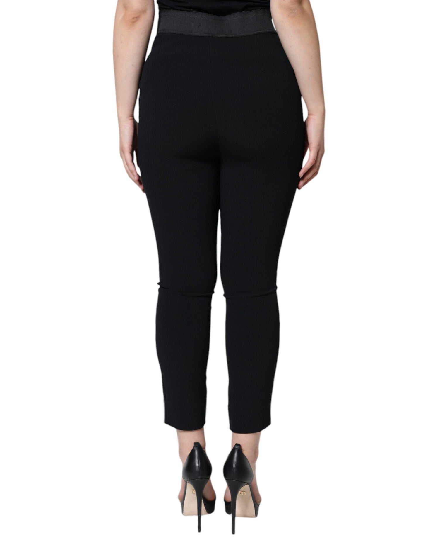 Dolce & Gabbana Black Viscose High Waist Tapered Pants by Dolce & Gabbana