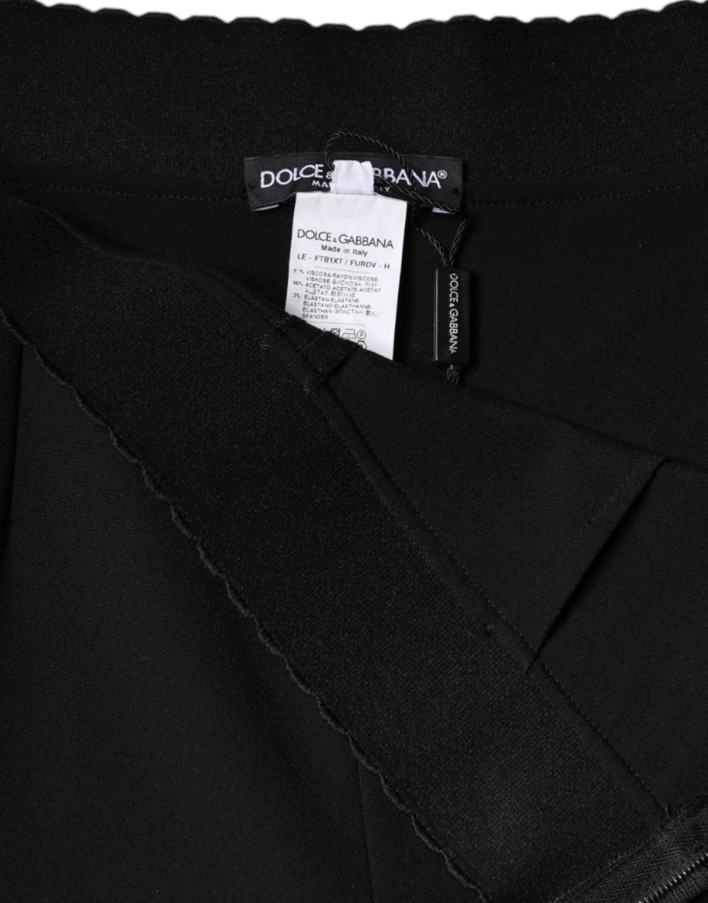 Dolce & Gabbana Black Viscose High Waist Tapered Pants by Dolce & Gabbana