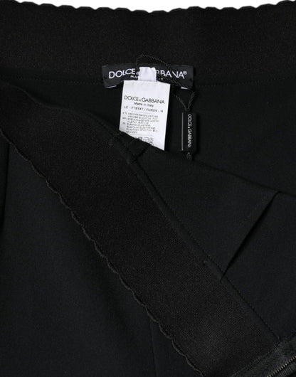 Dolce & Gabbana Black Viscose High Waist Tapered Pants by Dolce & Gabbana