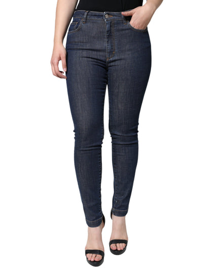Dolce & Gabbana Dark Blue QUEEN Cotton Skinny Denim Jeans by Dolce & Gabbana