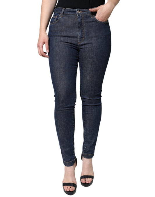 Dolce & Gabbana Dark Blue QUEEN Cotton Skinny Denim Jeans by Dolce & Gabbana
