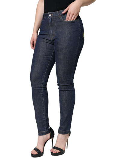 Dolce & Gabbana Dark Blue QUEEN Cotton Skinny Denim Jeans by Dolce & Gabbana