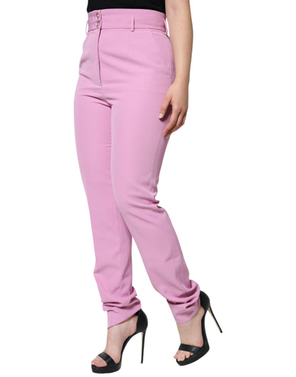 Dolce & Gabbana Pink Polyester High Waist Women Tapered Pants by Dolce & Gabbana