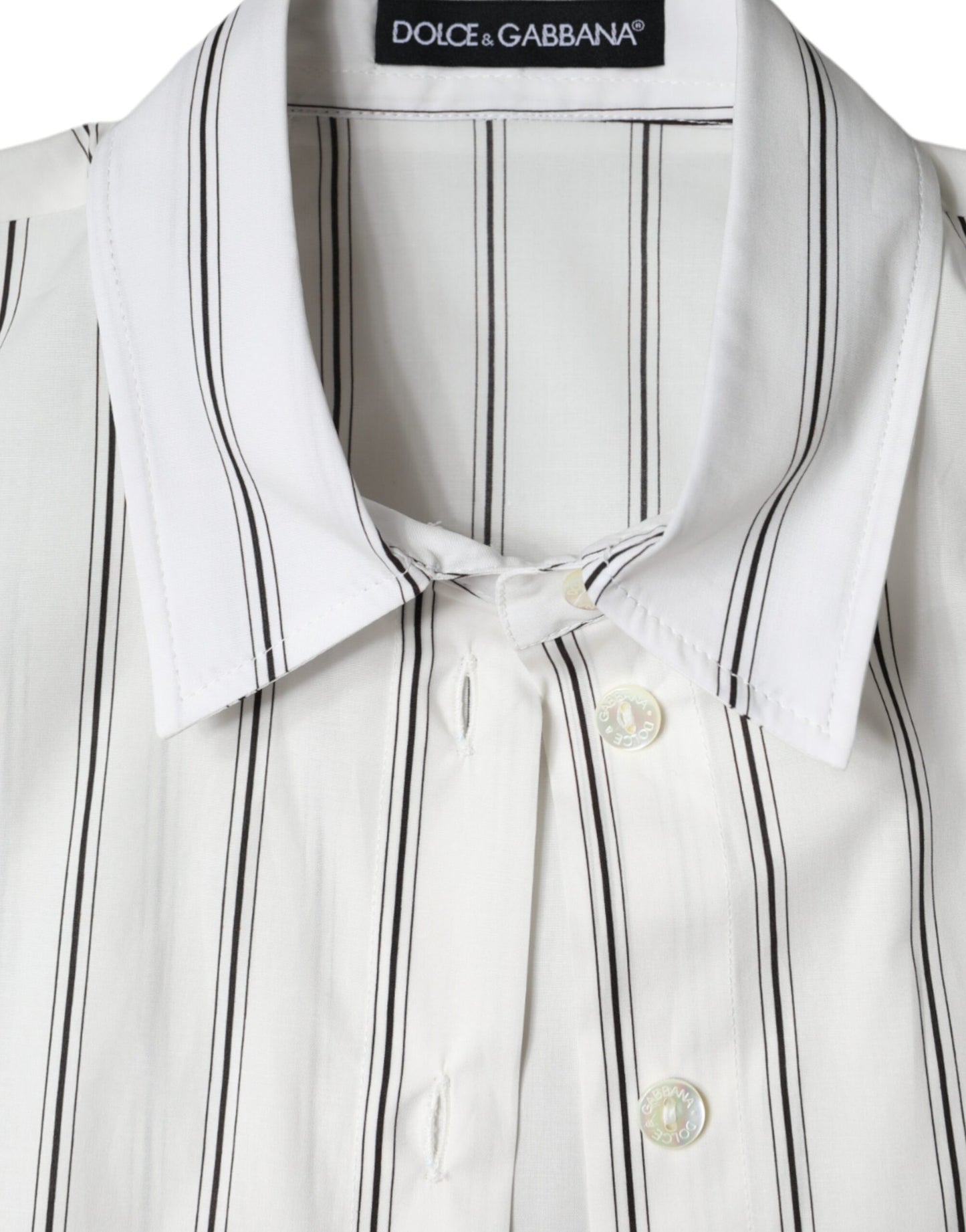 Dolce & Gabbana White Striped Collared Short Sleeve Polo Top by Dolce & Gabbana