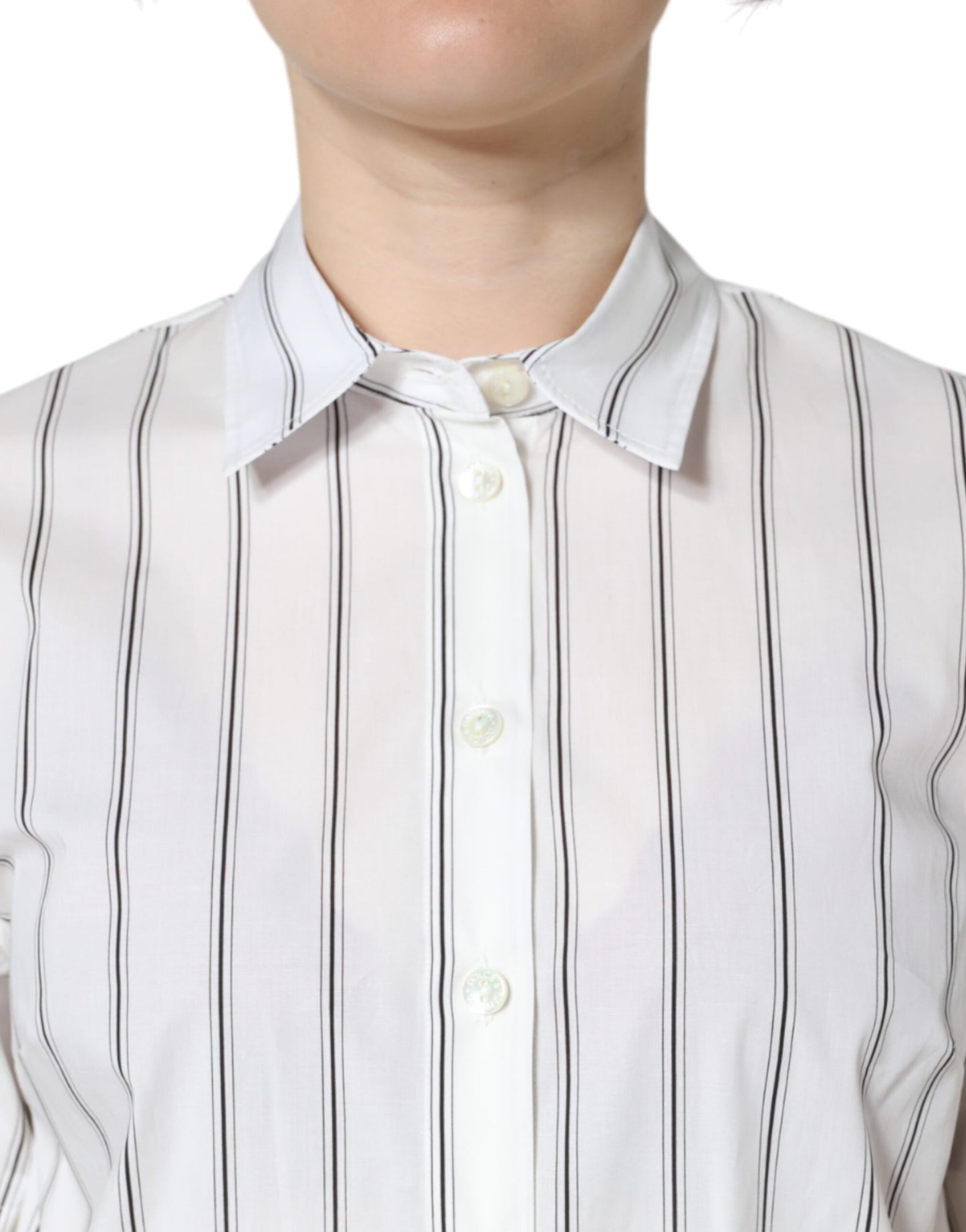 Dolce & Gabbana White Striped Collared Short Sleeve Polo Top by Dolce & Gabbana