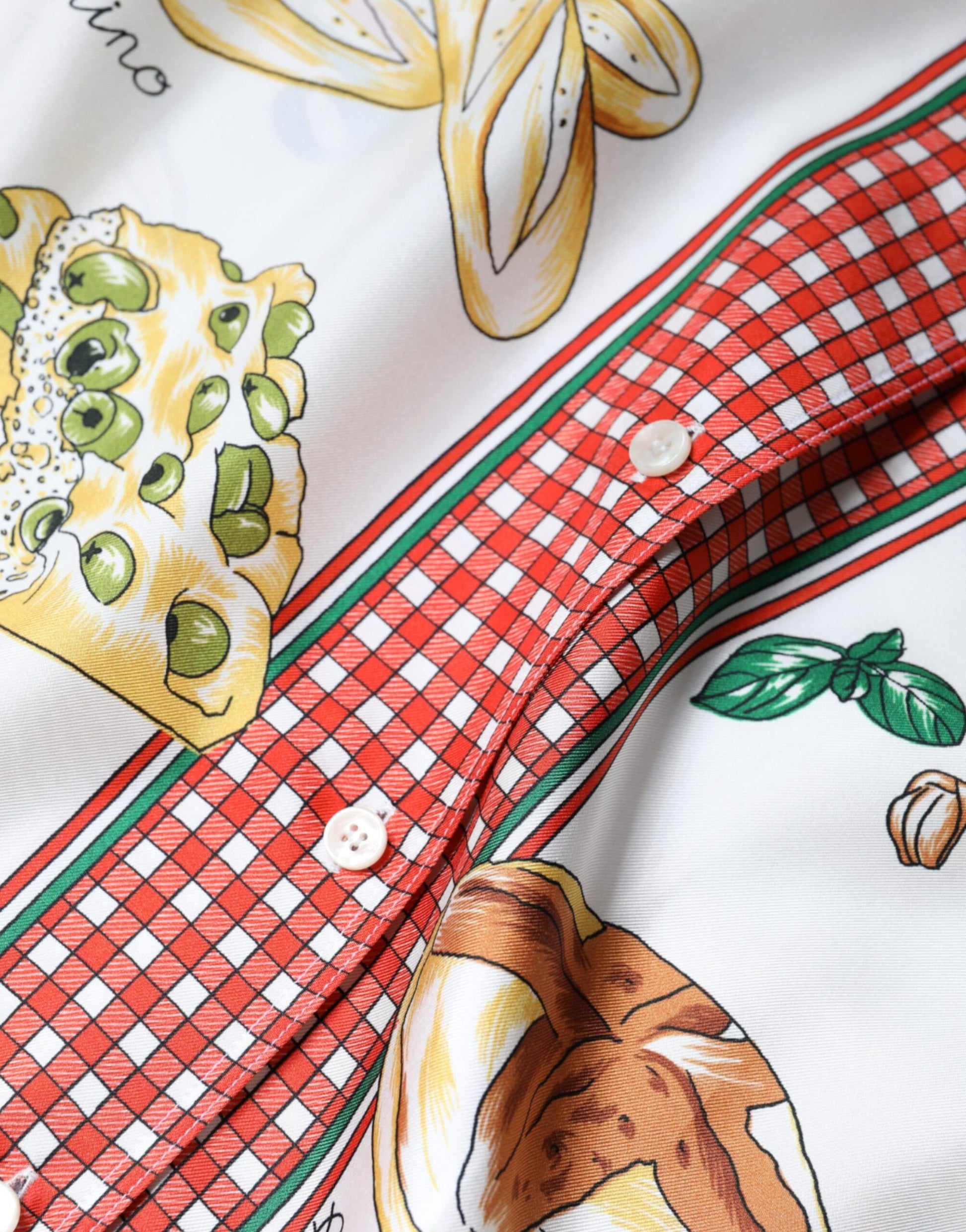 Dolce & Gabbana Multicolor Bread Print Collared Blouse Top by Dolce & Gabbana