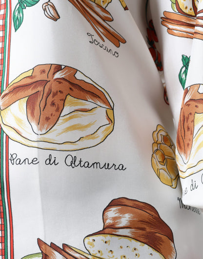 Dolce & Gabbana Multicolor Bread Print Collared Blouse Top by Dolce & Gabbana