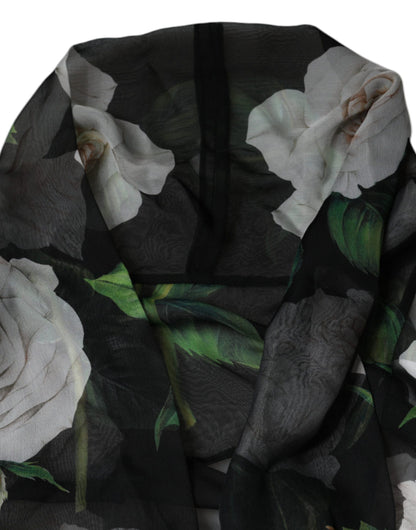 Dolce & Gabbana Black Floral Print Silk Cardigan Blouse Top by Dolce & Gabbana