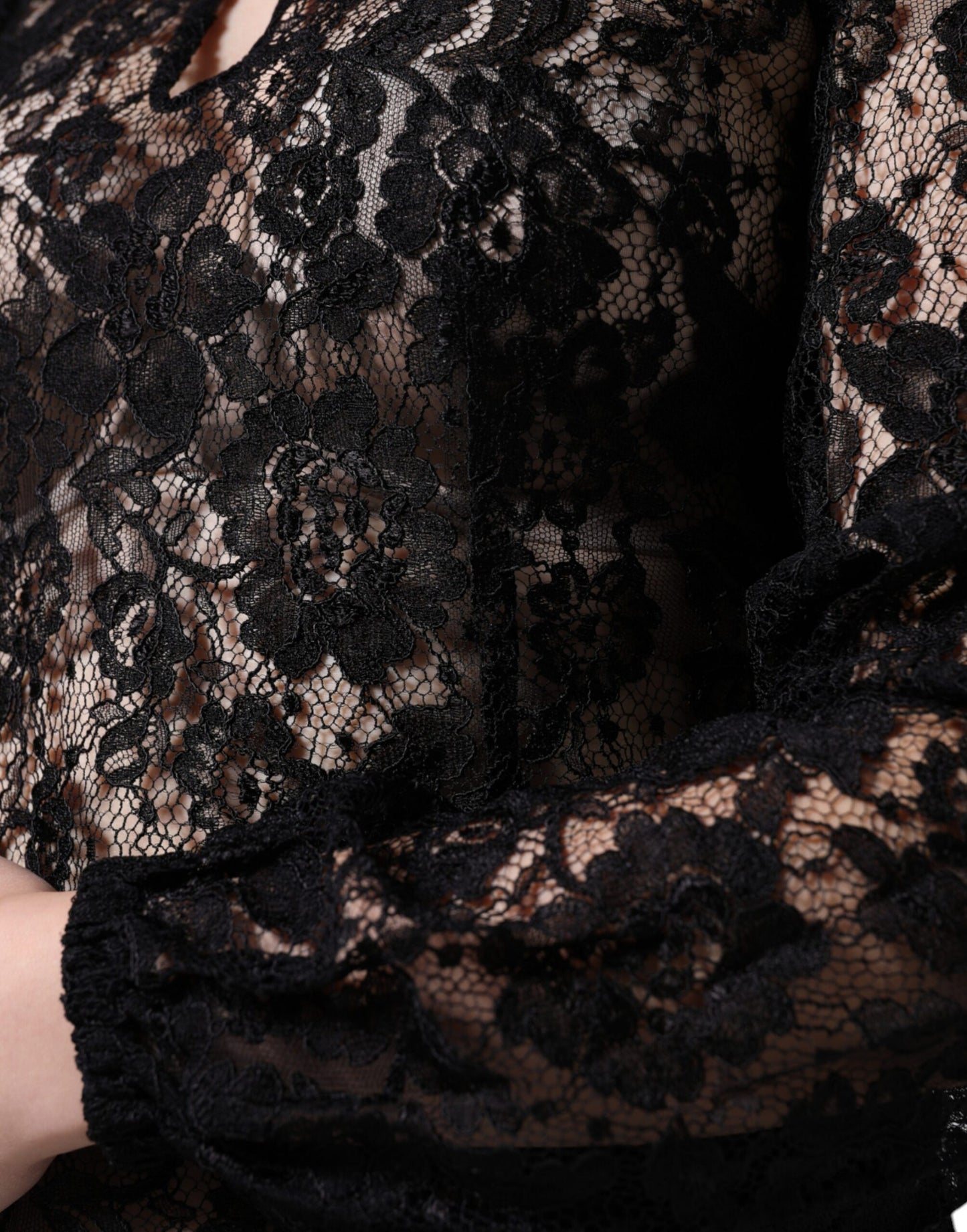 Dolce & Gabbana Black Floral Lace See Through Long Sleeve Top by Dolce & Gabbana