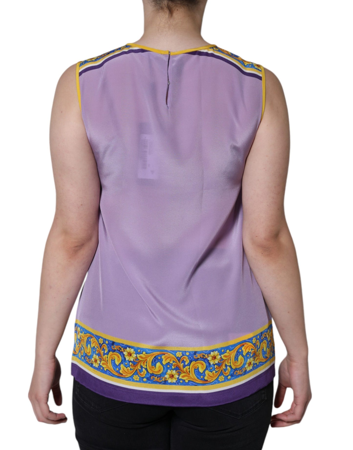 Dolce & Gabbana Purple Silk Caponata Siciliana Print Tank Top by Dolce & Gabbana