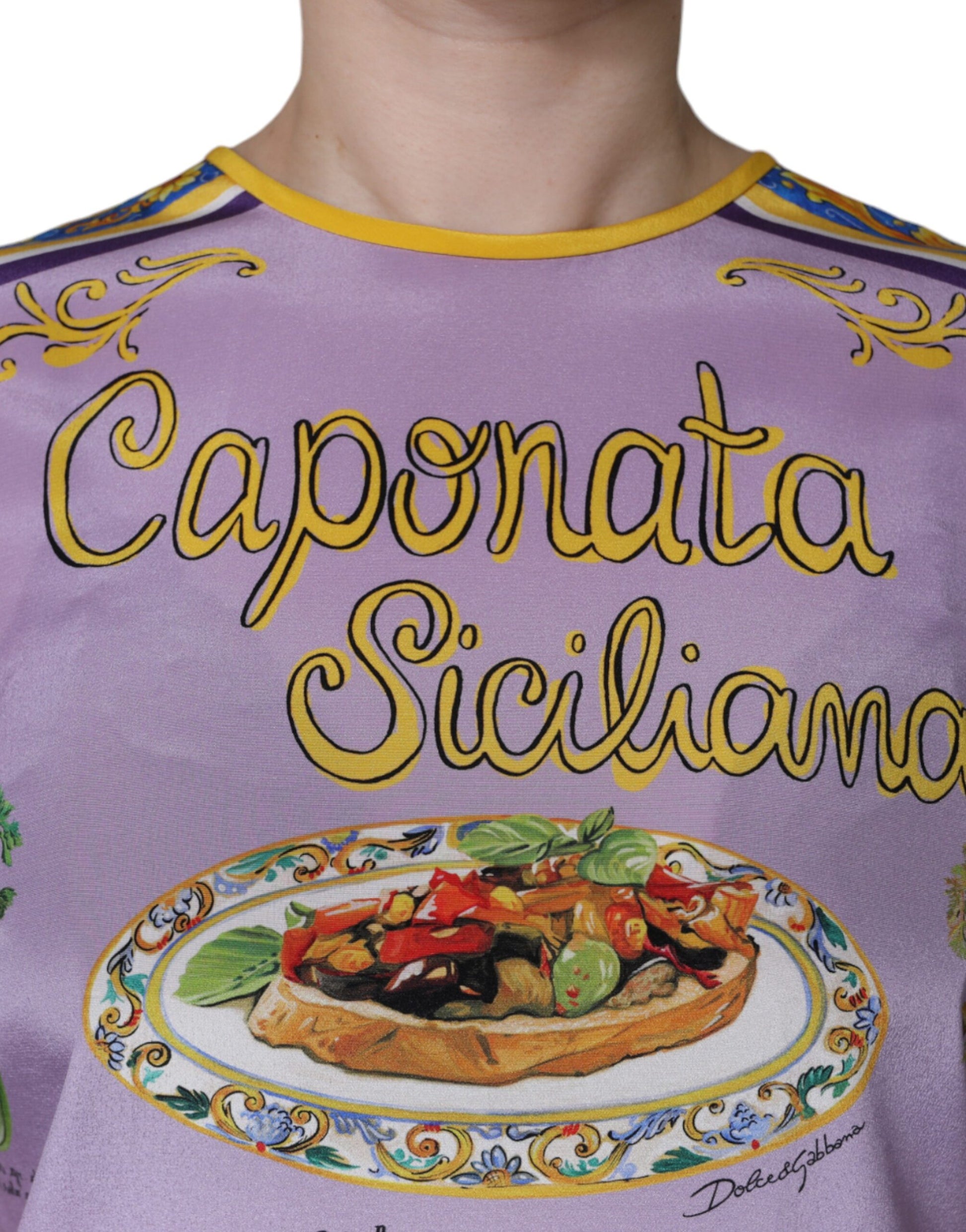 Dolce & Gabbana Purple Silk Caponata Siciliana Print Tank Top by Dolce & Gabbana