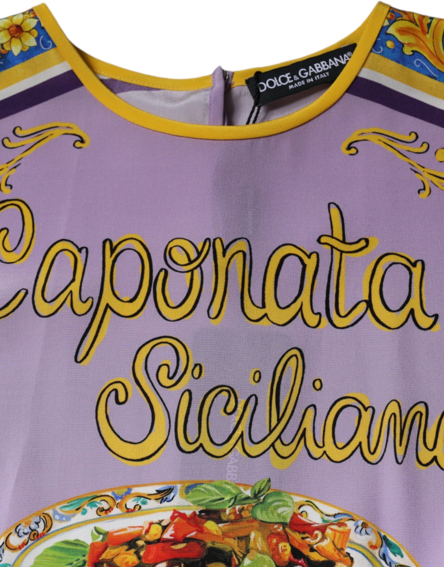 Dolce & Gabbana Purple Silk Caponata Siciliana Print Tank Top by Dolce & Gabbana