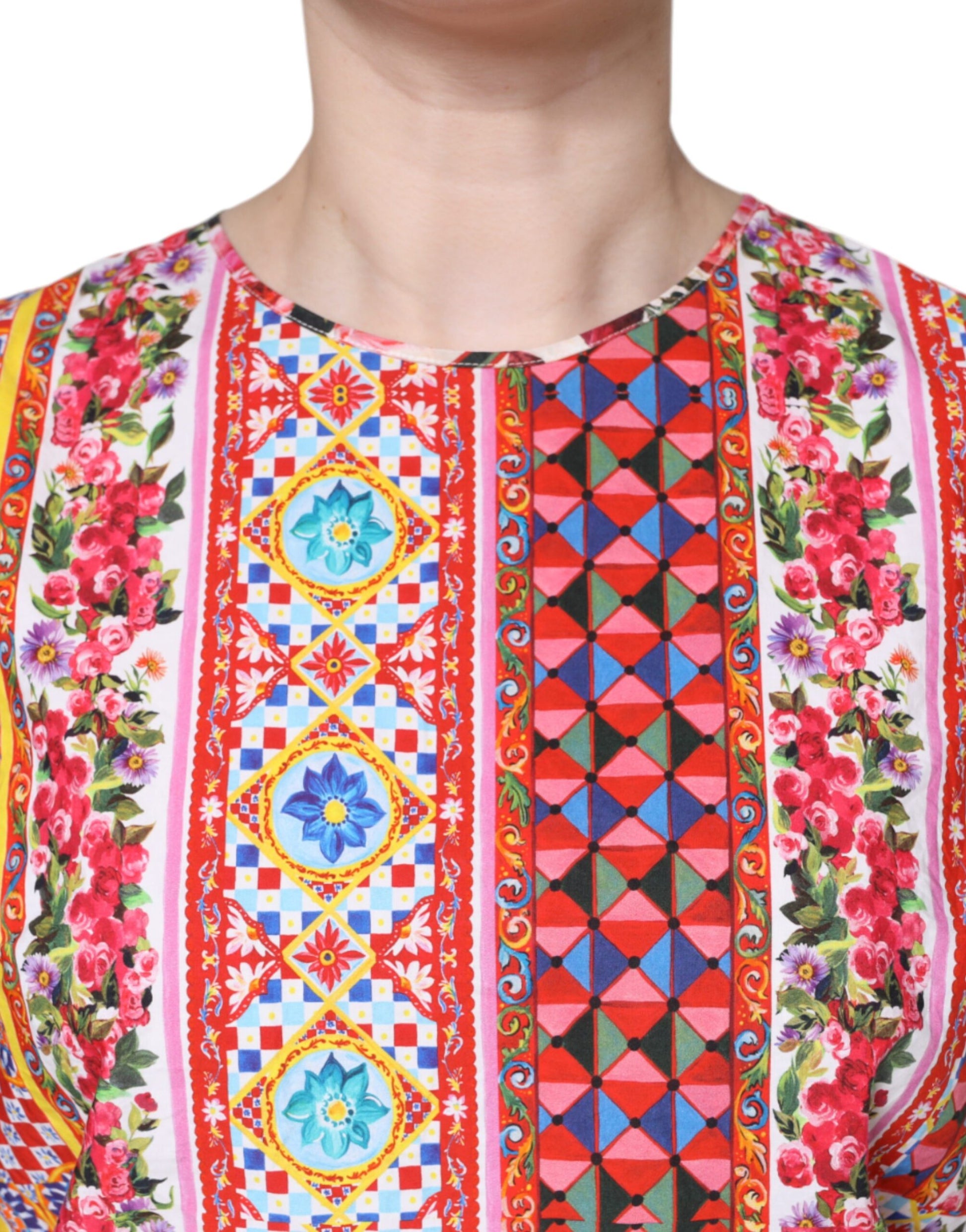 Dolce & Gabbana Multicolor Cotton Carretto Floral Tank Top by Dolce & Gabbana