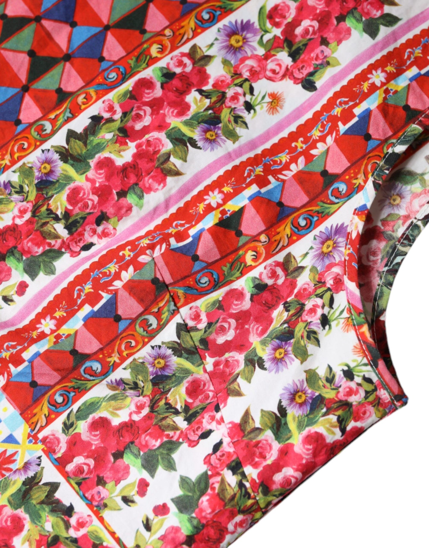 Dolce & Gabbana Multicolor Cotton Carretto Floral Tank Top by Dolce & Gabbana