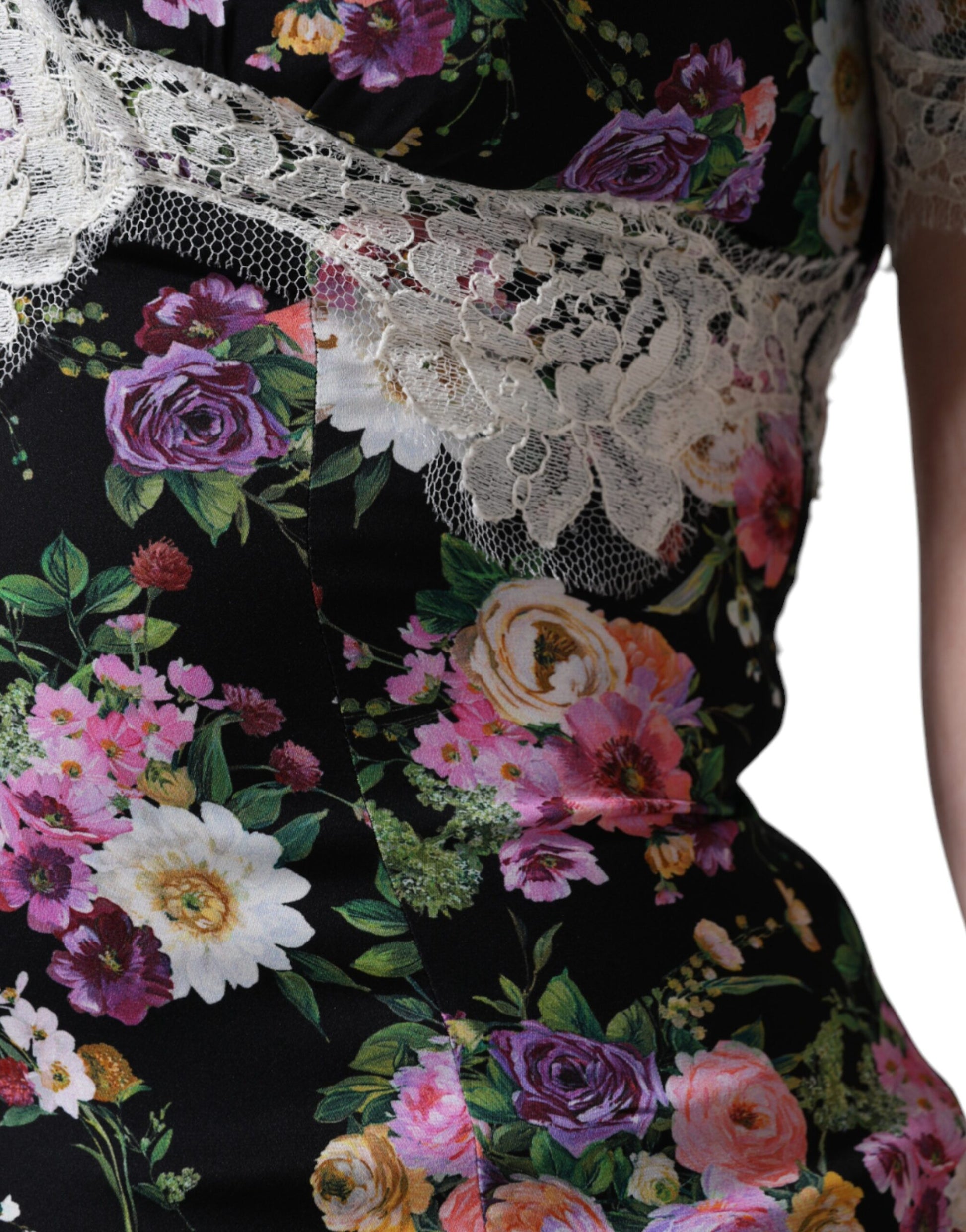 Dolce & Gabbana Black Floral Lace Short Sleeves Blouse Top by Dolce & Gabbana