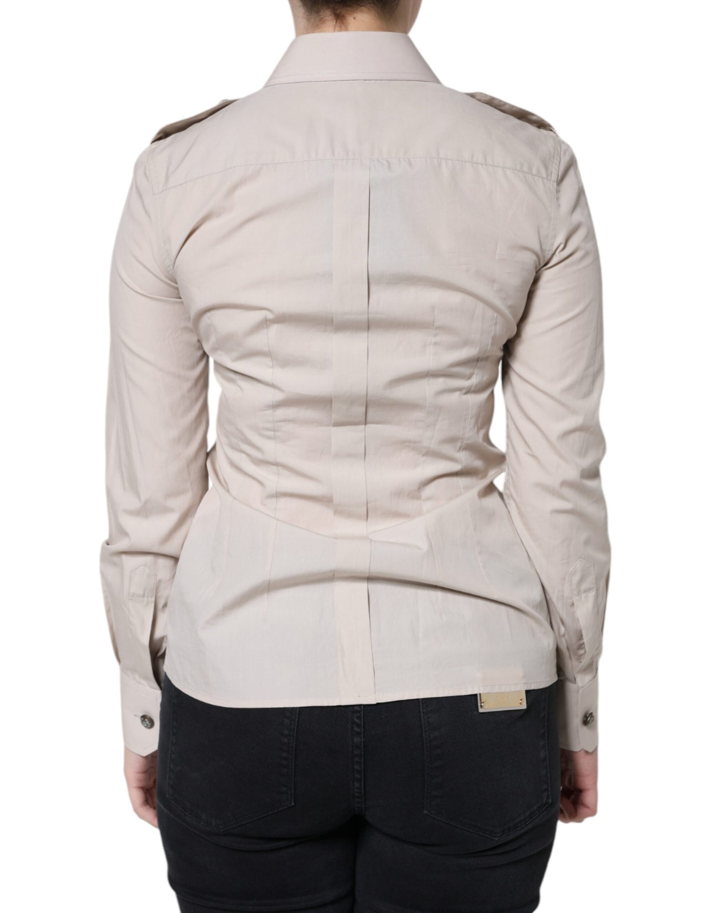 Dolce & Gabbana Beige Cotton Collared Button Down Shirt Top by Dolce & Gabbana