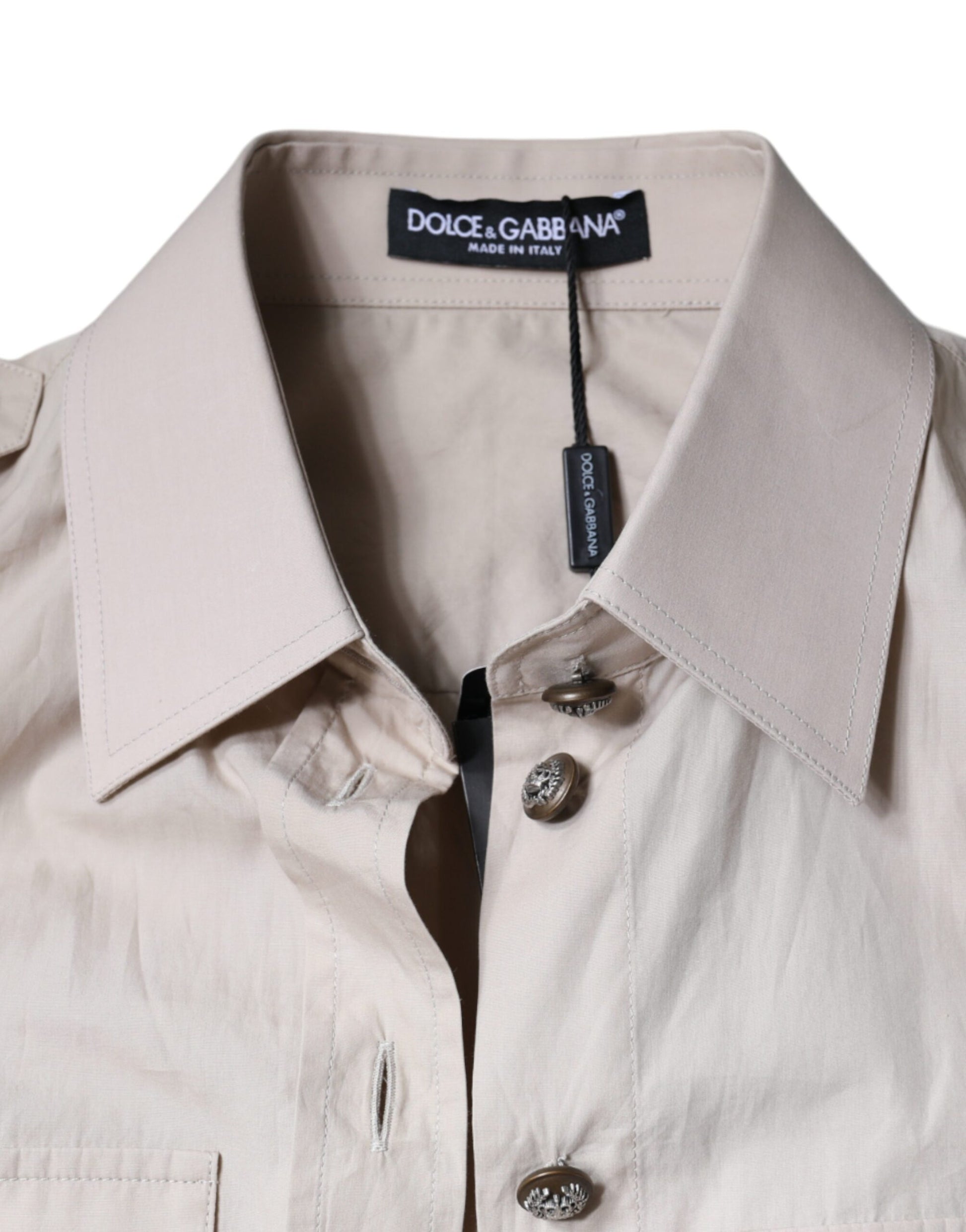 Dolce & Gabbana Beige Cotton Collared Button Down Shirt Top by Dolce & Gabbana