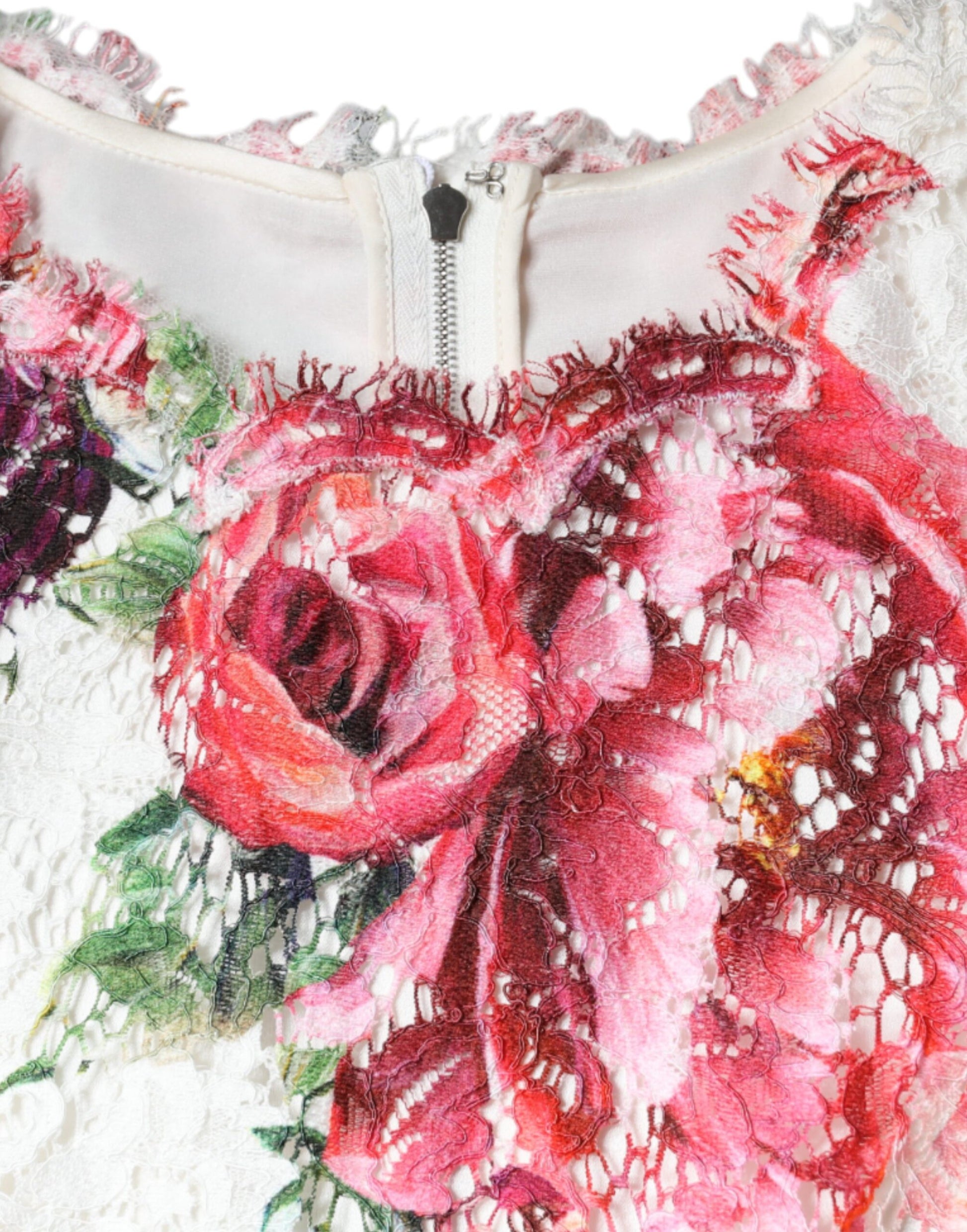 Dolce & Gabbana White Peony Lace Short Sleeves Blouse Top by Dolce & Gabbana