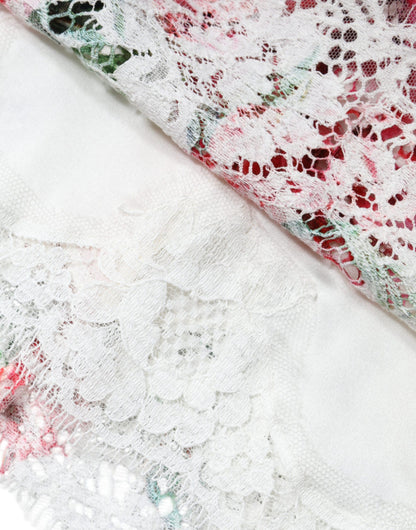 Dolce & Gabbana White Peony Lace Short Sleeves Blouse Top by Dolce & Gabbana