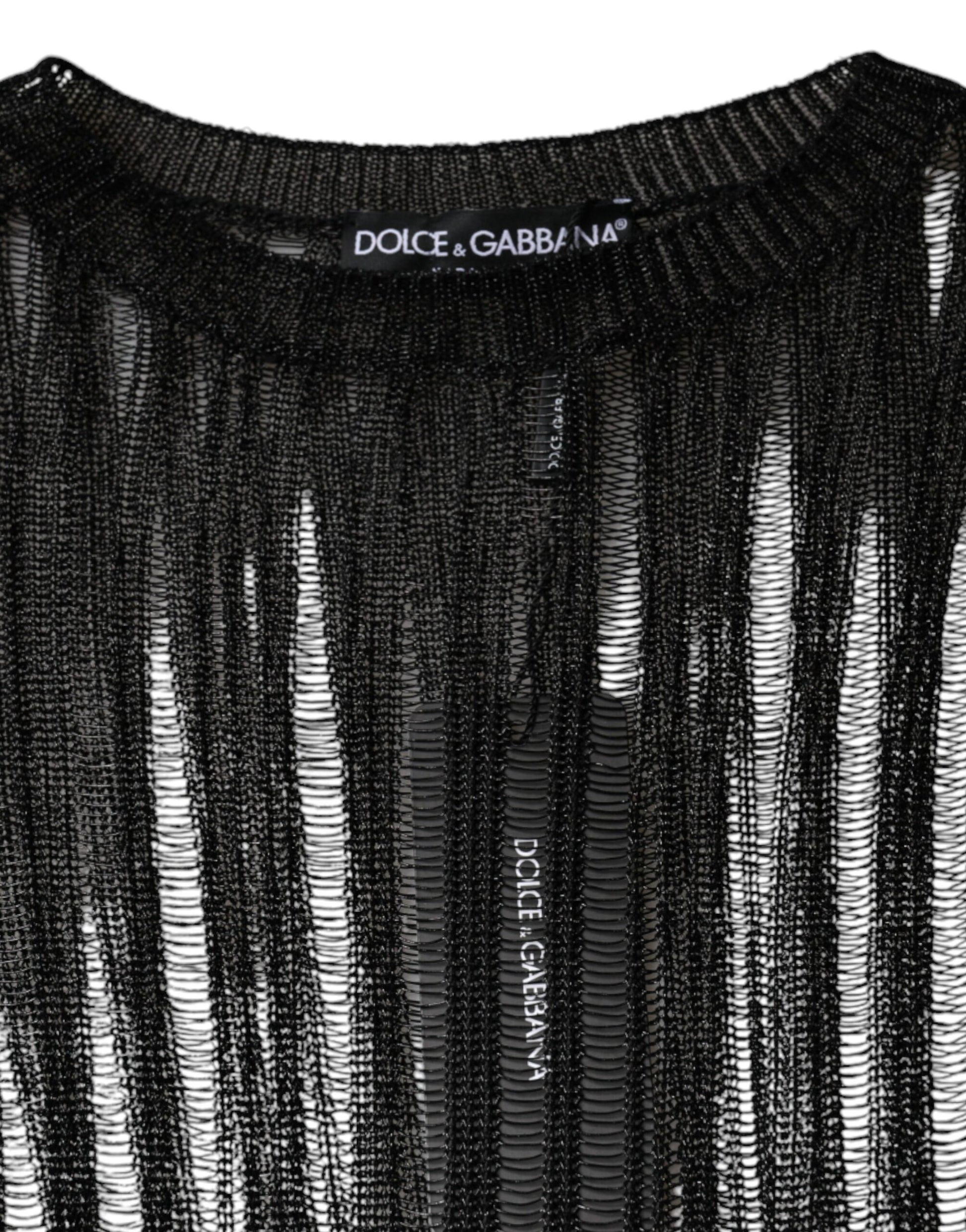 Dolce & Gabbana Black Stripe See Through Long Sleeves Top by Dolce & Gabbana