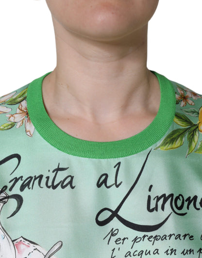 Dolce & Gabbana Green Silk Granita Al Limone Long Sleeves Sweater by Dolce & Gabbana
