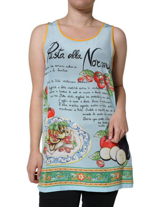 Dolce & Gabbana Multicolor Pasta Alla Norma Print Tank Top by Dolce & Gabbana