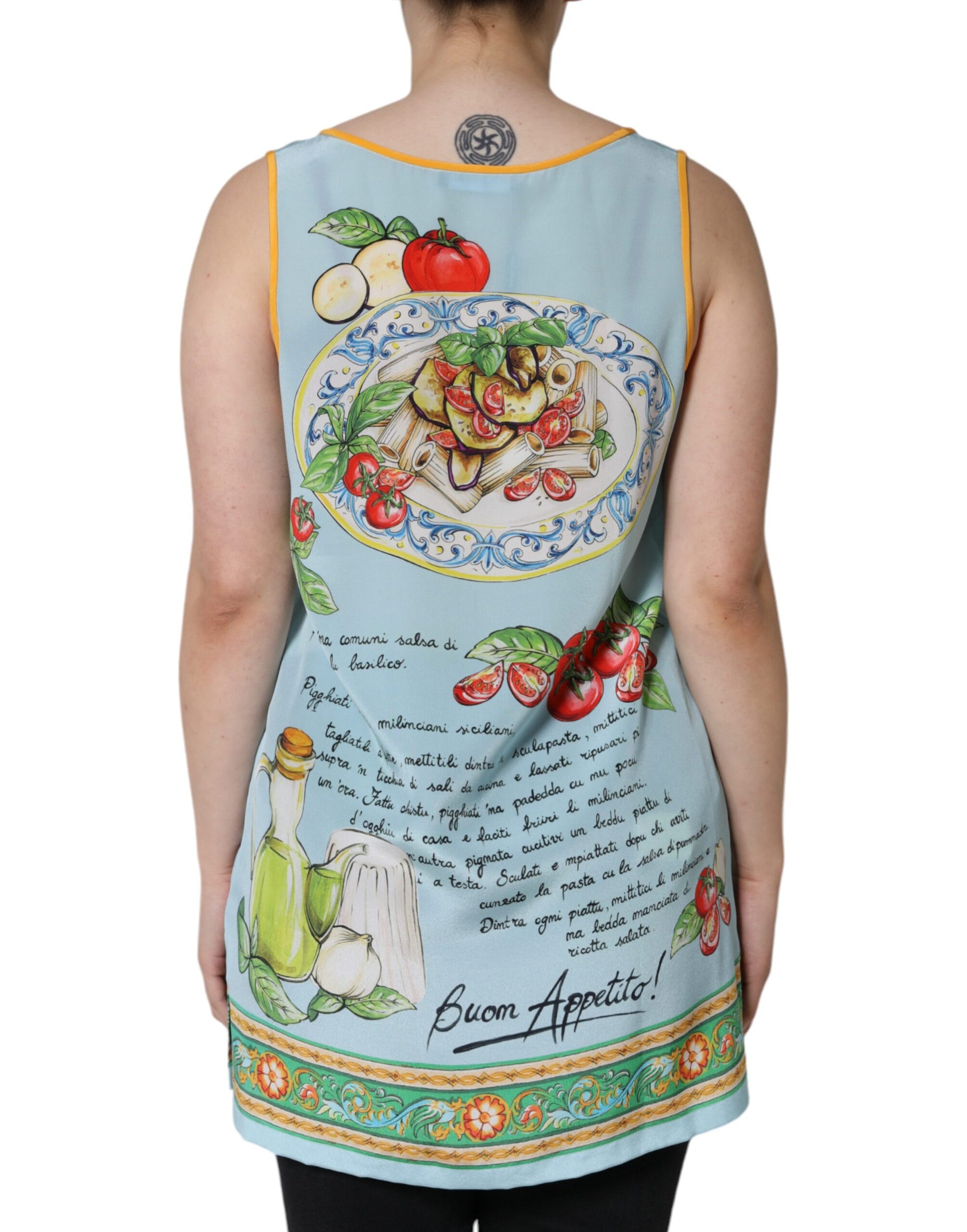 Dolce & Gabbana Multicolor Pasta Alla Norma Print Tank Top by Dolce & Gabbana