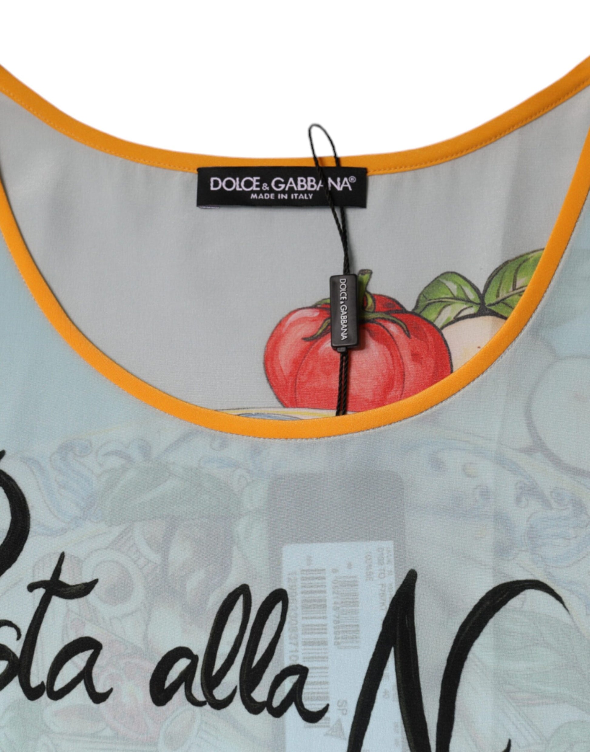 Dolce & Gabbana Multicolor Pasta Alla Norma Print Tank Top by Dolce & Gabbana