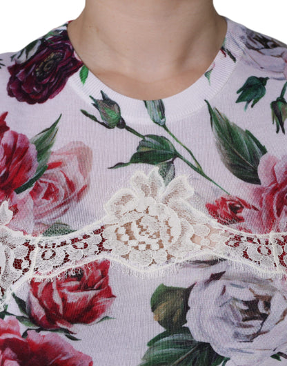 Dolce & Gabbana White Floral Lace Silk Sleeveless Tank Top by Dolce & Gabbana