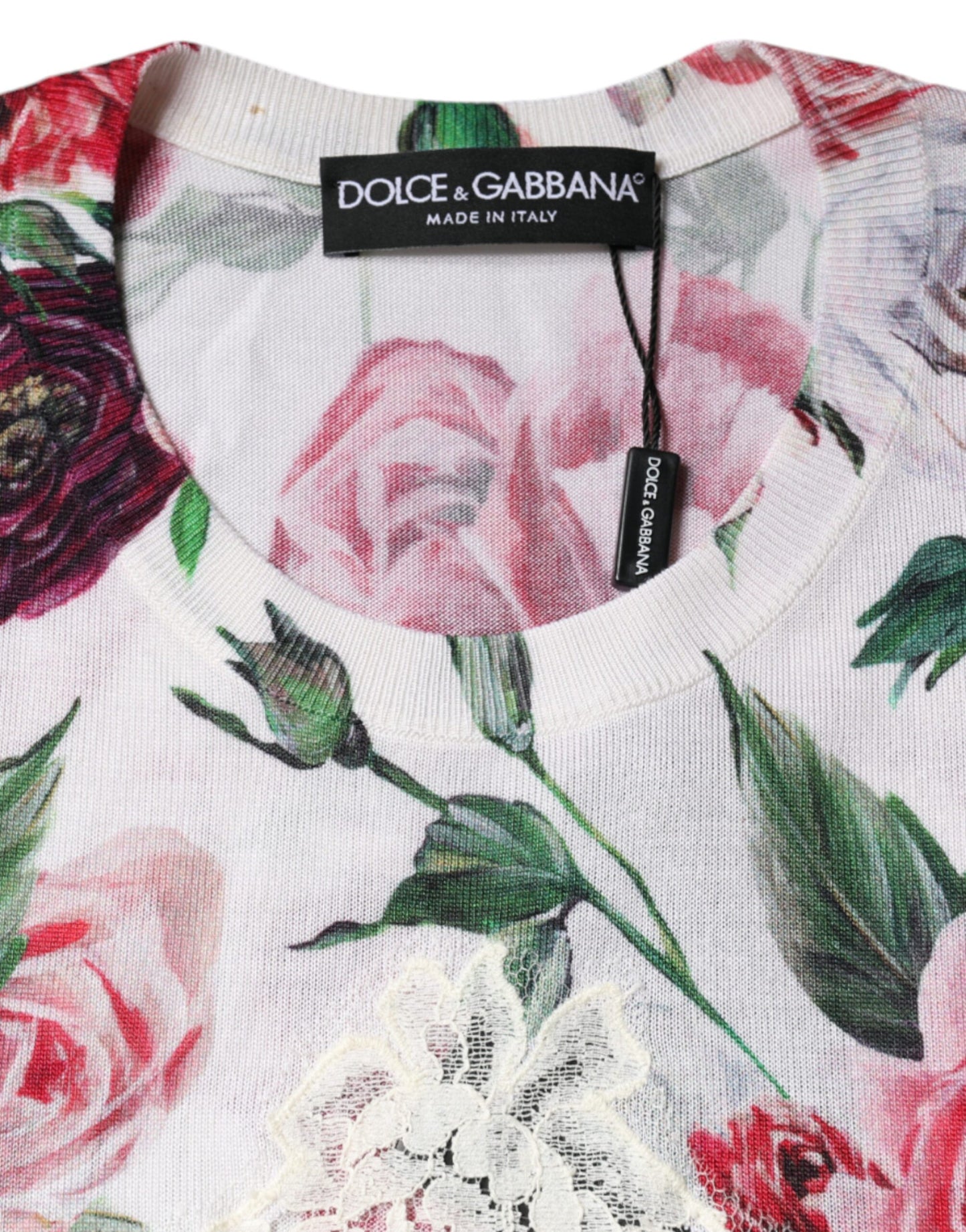 Dolce & Gabbana White Floral Lace Silk Sleeveless Tank Top by Dolce & Gabbana