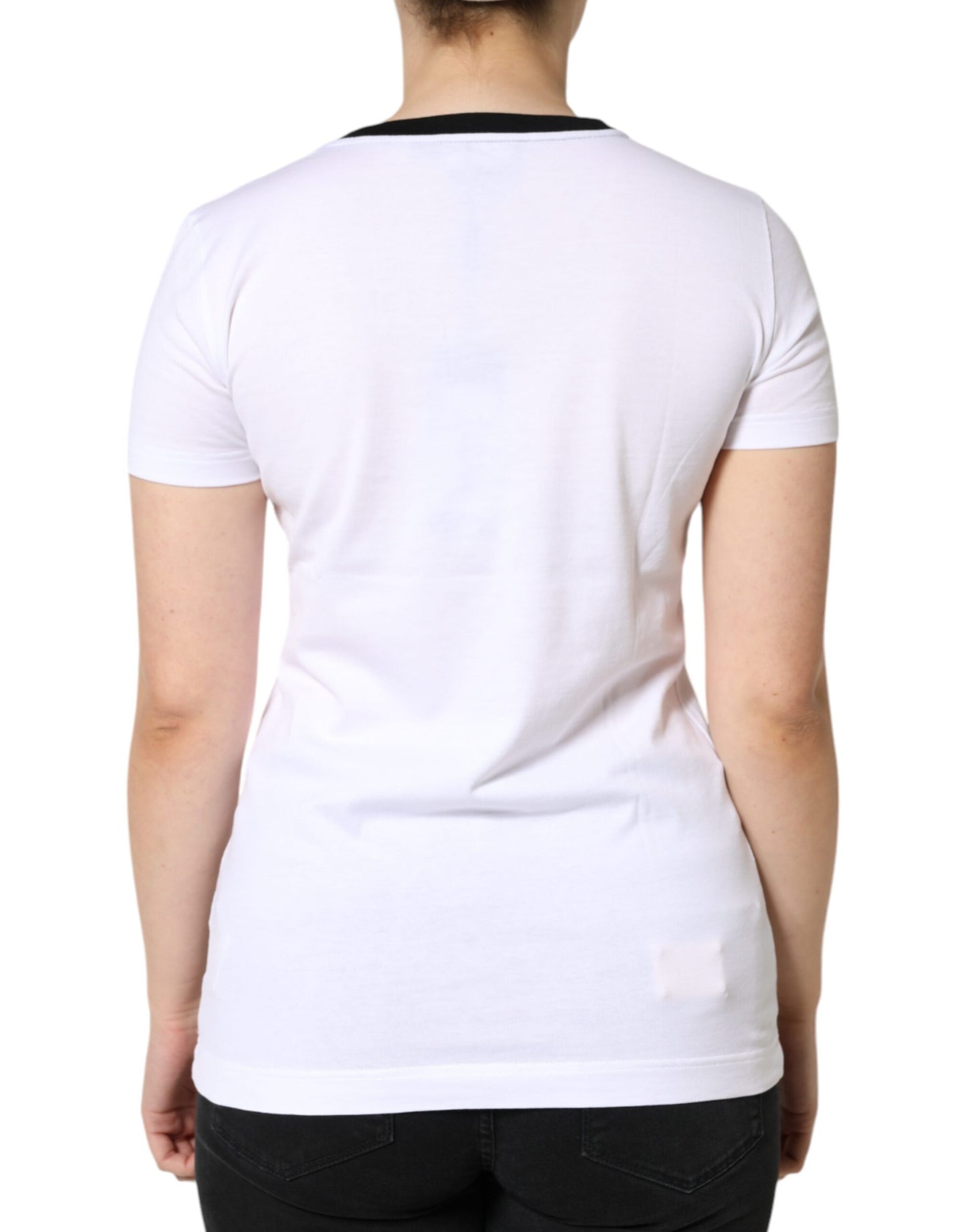 Dolce & Gabbana White Eleganza Print Cotton Short Sleeves T-shirt by Dolce & Gabbana