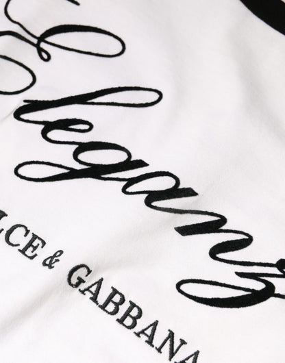 Dolce & Gabbana White Eleganza Print Cotton Short Sleeves T-shirt by Dolce & Gabbana
