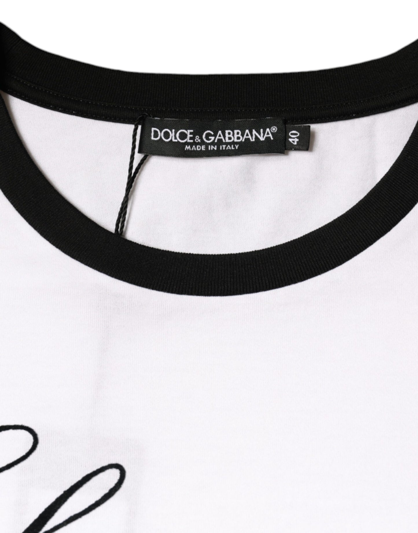 Dolce & Gabbana White Eleganza Print Cotton Short Sleeves T-shirt by Dolce & Gabbana