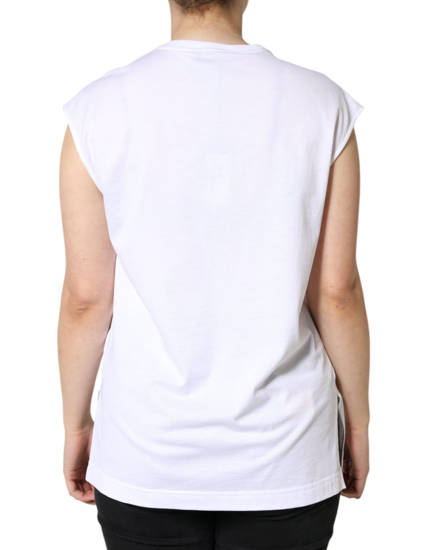 Dolce & Gabbana White Cotton Sleeveless Crew Neck T-shirt by Dolce & Gabbana