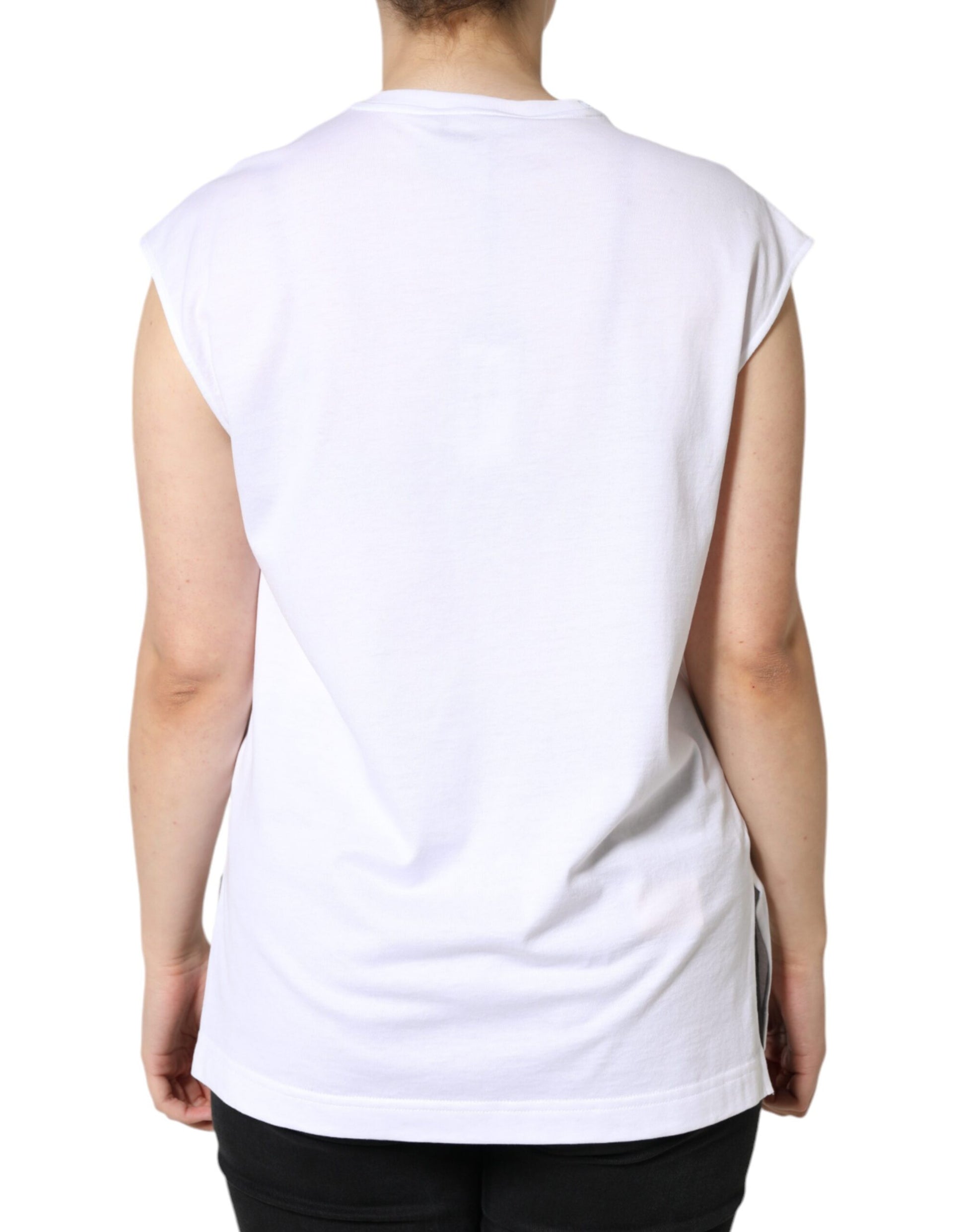 Dolce & Gabbana White Cotton Sleeveless Crew Neck T-shirt by Dolce & Gabbana